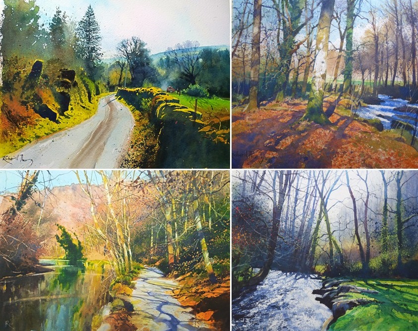 Richard Thorn painting a summer meadow live in watercolor